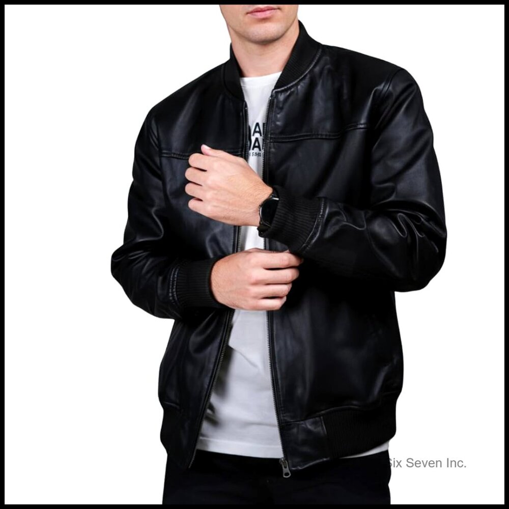 Genuine Lambskin Leather Bomber Jacket Classic Slim Fit Men's Aviator Style